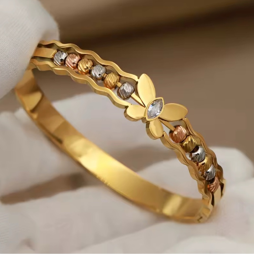Butterfly Tri-metal Bangle Bracelet